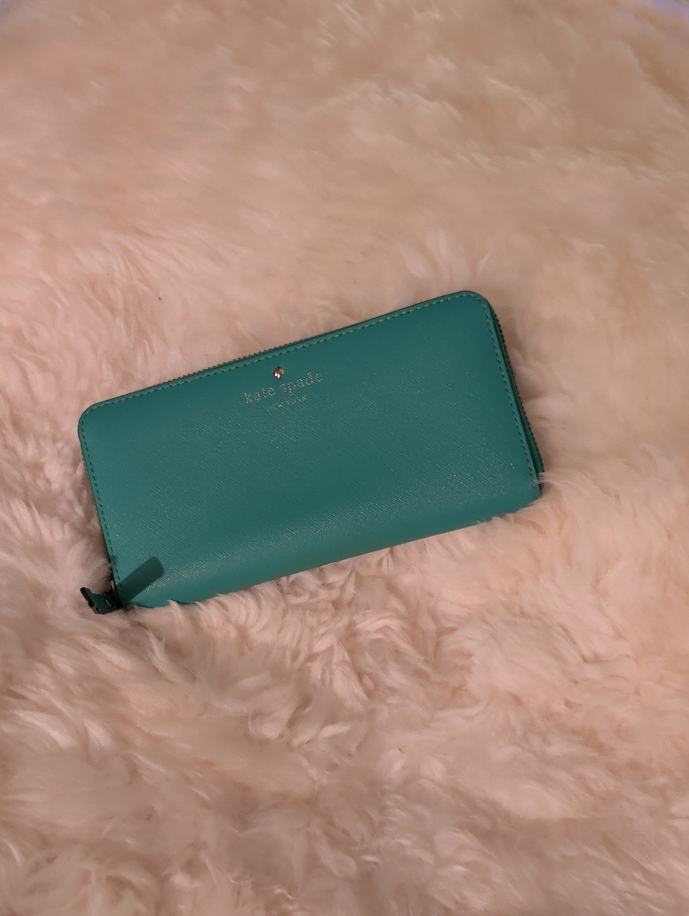 kate spade teal zip-around wallet